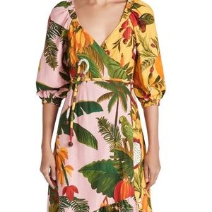 New With Tags Farm Rio Multi Print Midi Dress Size XL